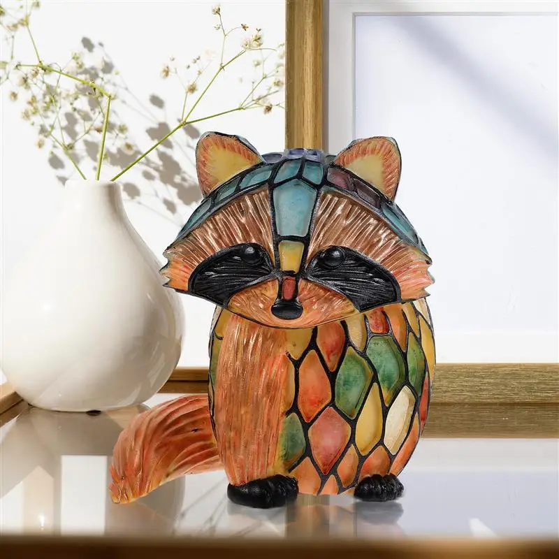 Manchado decorativo animal abajur, guaxinim em forma de abajur para mesa, casa e quarto decorações