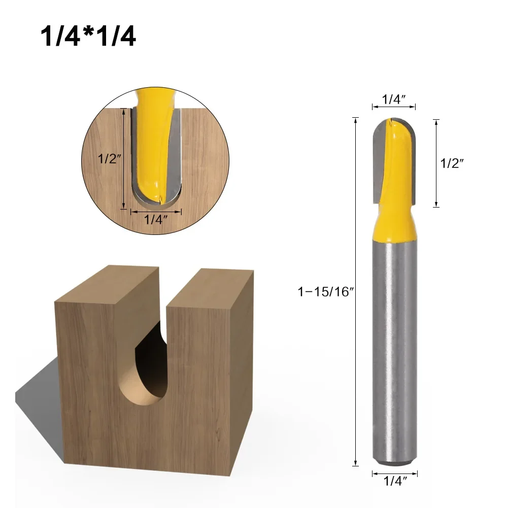 1/4Inch 6.35mm Shank Round Nose Bit 90 Degree Deep V-Groove Bit Router Bits Set Core Box Bit For Woodworking Tools PVC Board