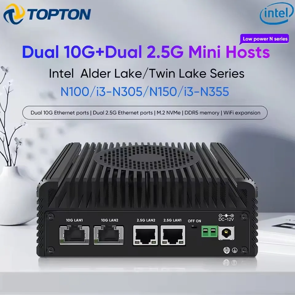 Topton Dual 10GbE Mini PC N150 2x2.5G NAS Firewall
