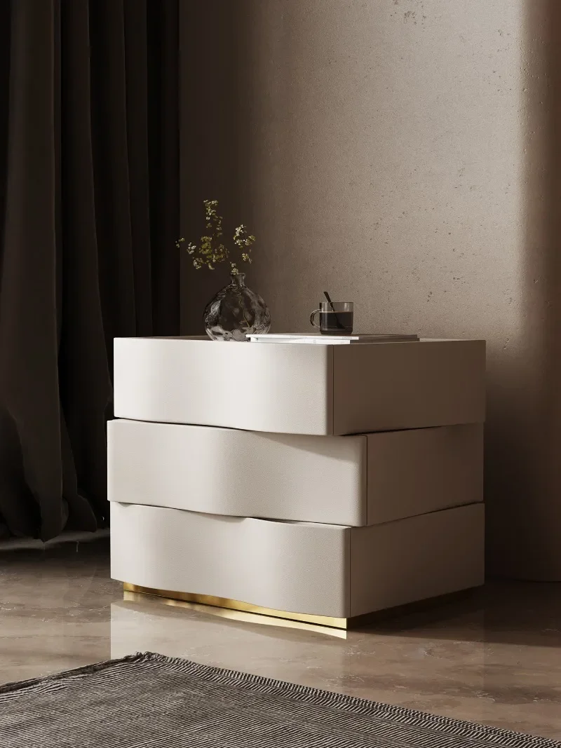 Bedside table Italian minimalist light luxury rock slab high sense modern simple I bedroom bedside storage cabinet