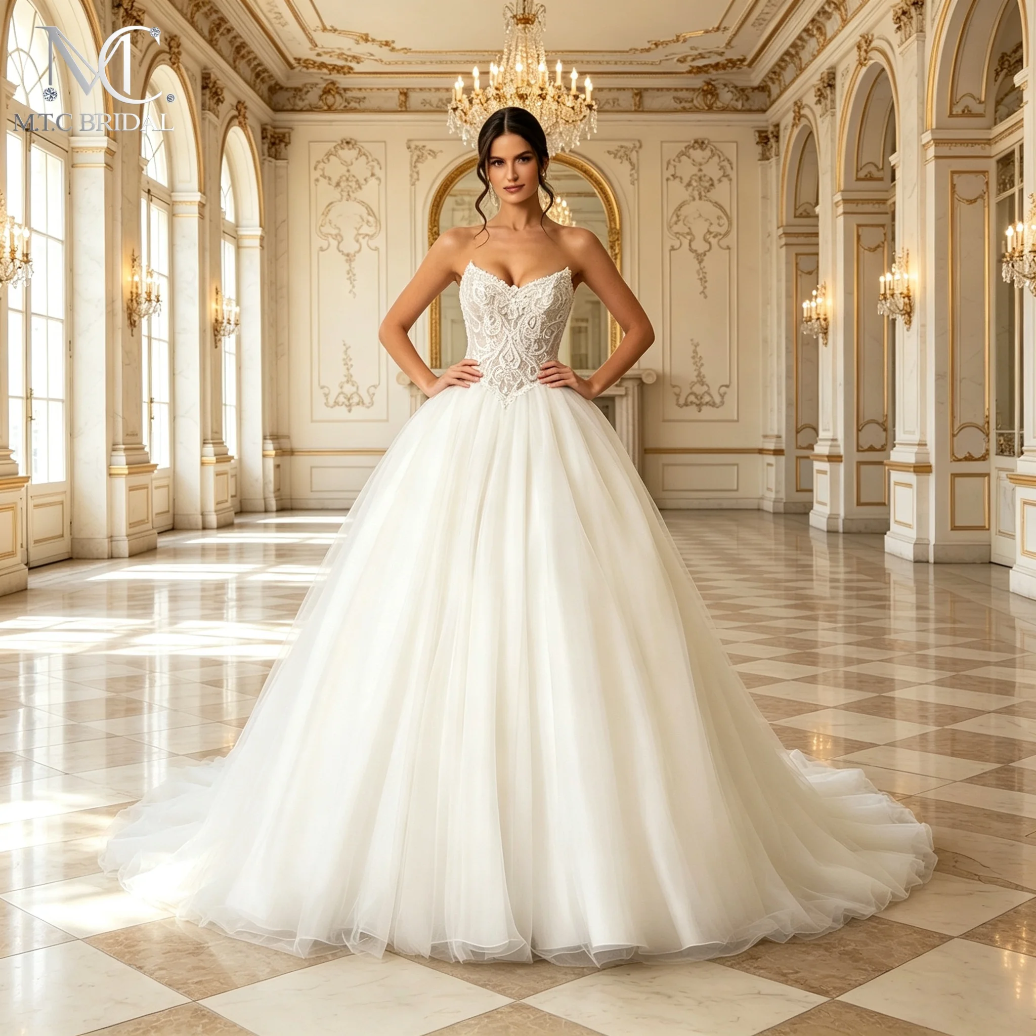 Long Graceful Lace Tulle 2026 Wedding Dress Sweetheart Lace Up Back Sexy Wedding Party Bride Gowns Vestido De Noiva Customized