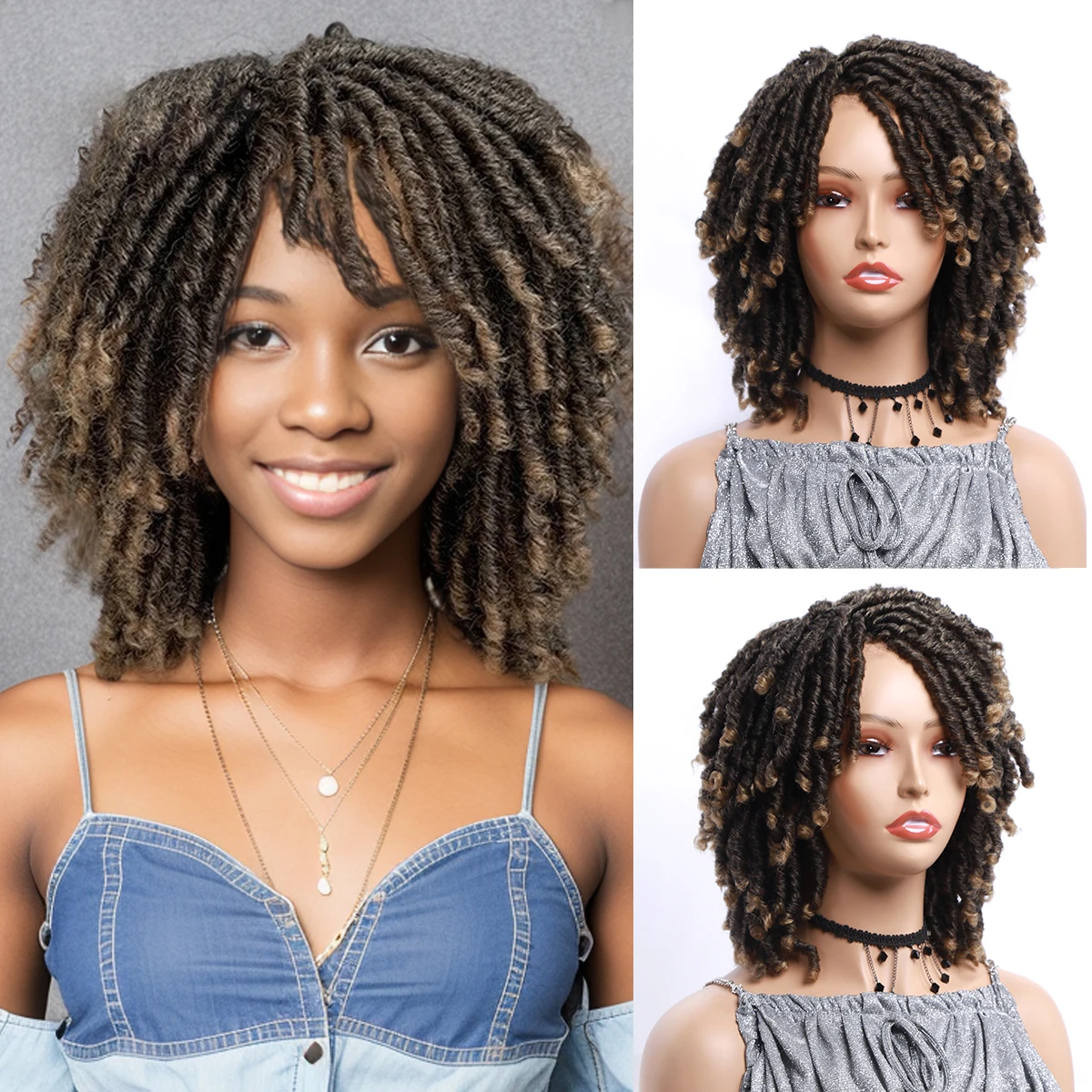 Afro suave Dreadlocks sintéticos para mulheres, Crochet tranças cabelo, Deusa Faux Locs, 8"