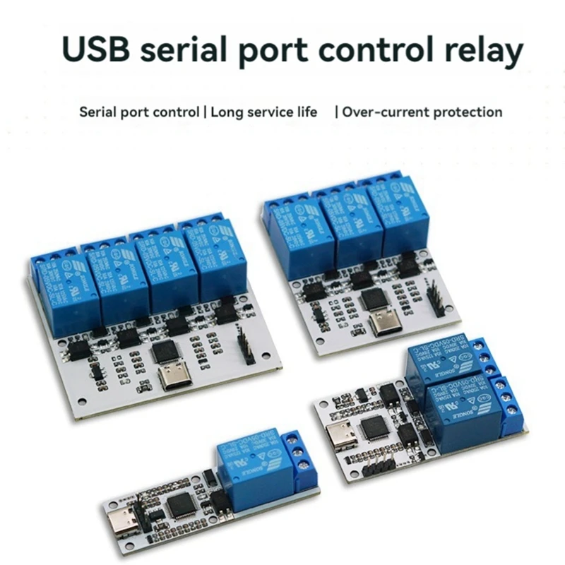 HFES-Módulo de relé de 4 canales USB a CH340, protección de optoacoplador, TYPE-C, interfaz de DSTUR-T40