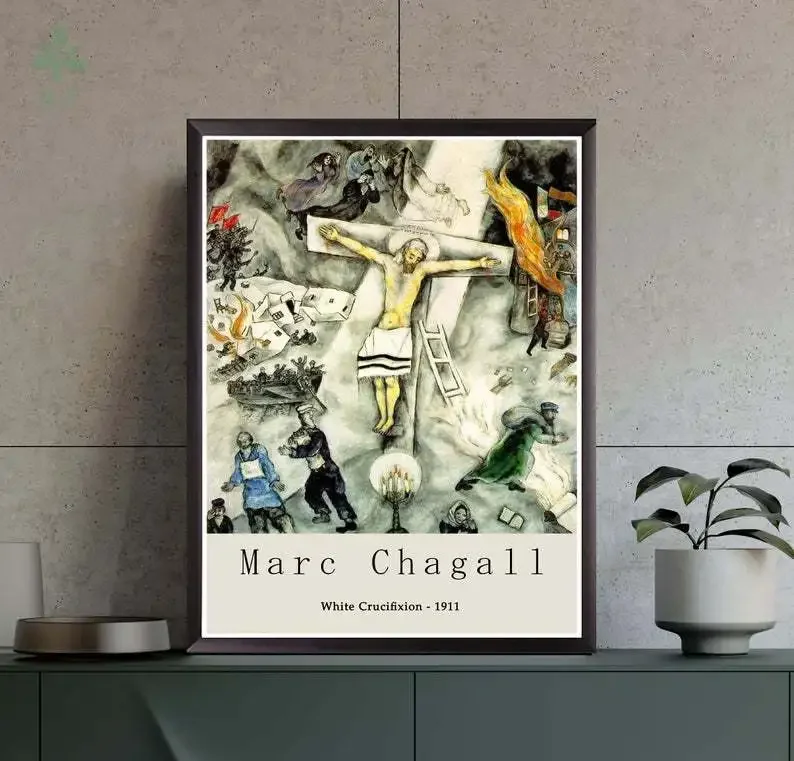 Marc Chagall Poster Print White Crucifixion Wall Art Decor