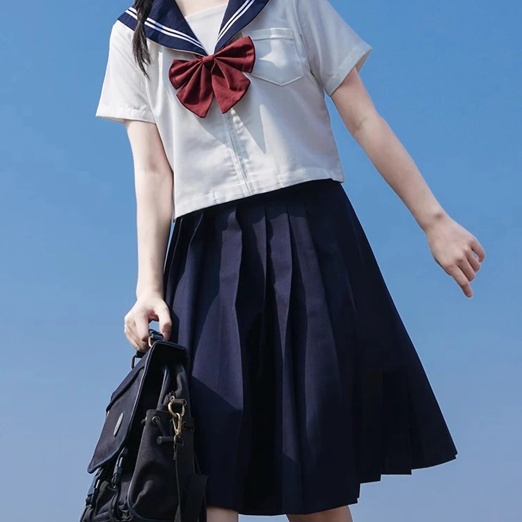 Uniforme d'écolière japonaise JK noir, uniforme de marin de la marine de dessin animé de base, ensembles de olympiques de la marine pour femmes et filles