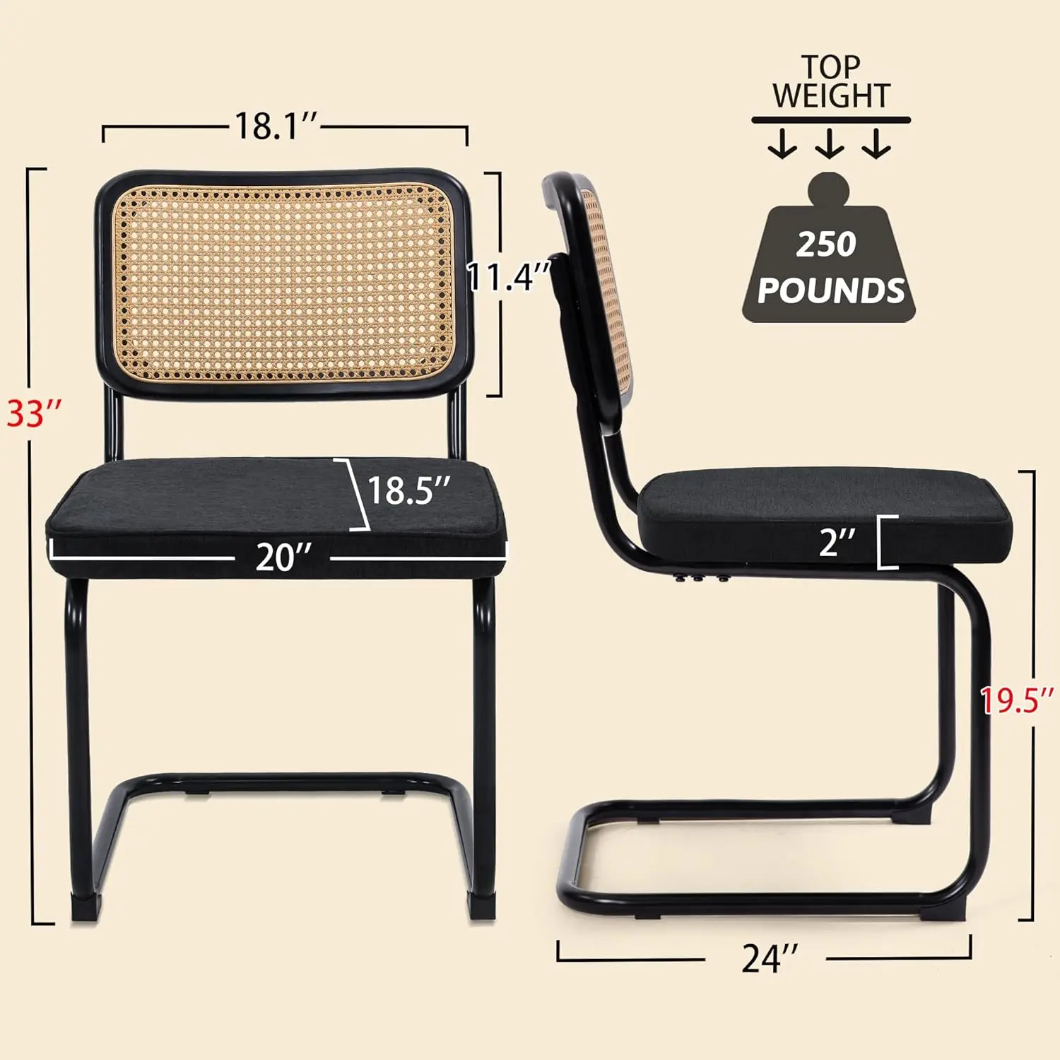 Modernas cadeiras de jantar com encosto de vime, conjunto de 2 lugares, algodão, base cromada, estofado, ideal para cozinha