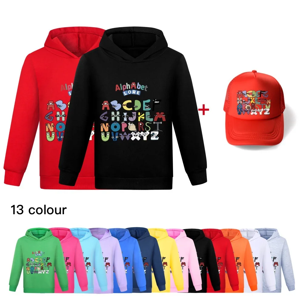 Spring Kids Clothes Long Sleeves Hoodies Sweatshirts +Hat Fashion Alphabet Lore Girls Boys Cotton Hip Hop Hoody Casual Jacket