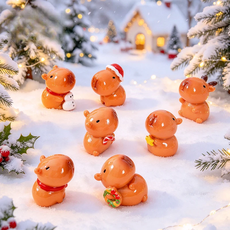100pcs Cute Capybara 3D Resin kapibara Micro Landscape DIY Ornament Keychain Jewelry Pendants Hanging Accessories