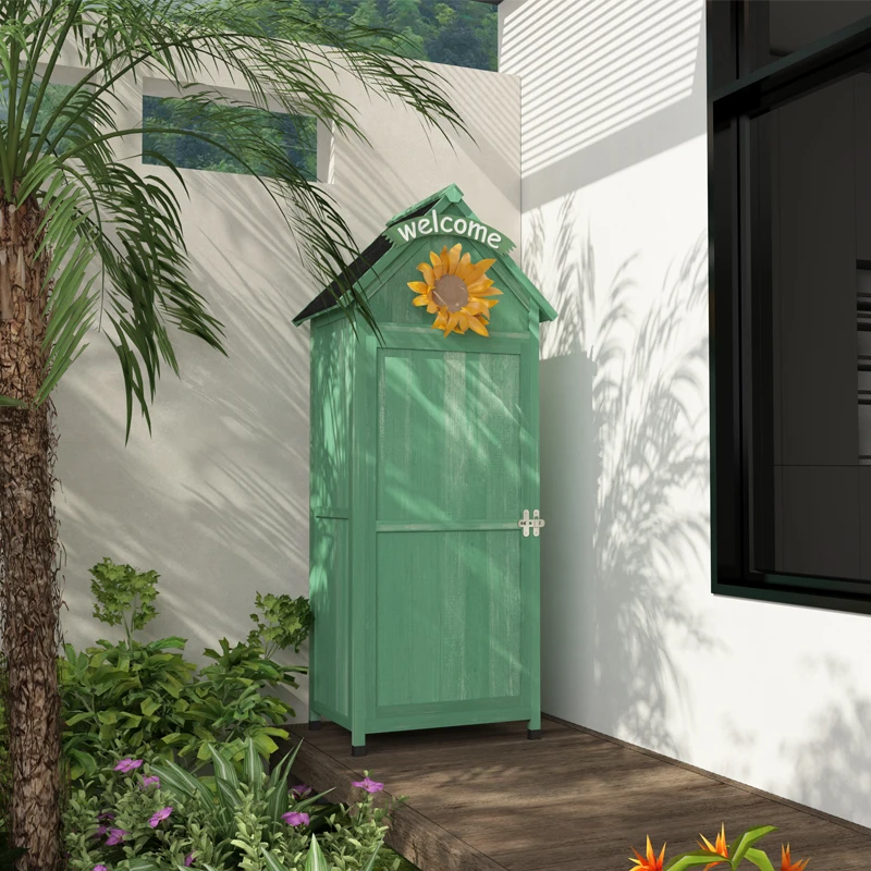 

Outdoor locker, courtyard tool room, waterproof and sun-proof solid wood storage cabinet, gardening glove box, large-capacity