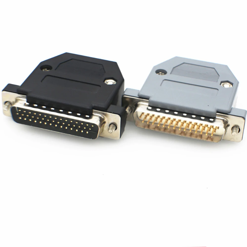 DB44 Solder Head Male Plug/Female Socket Plastic Housing Kit 3 Row 44 Pin Serial Connector D-SUB 44 Adapter Grey Black Housing