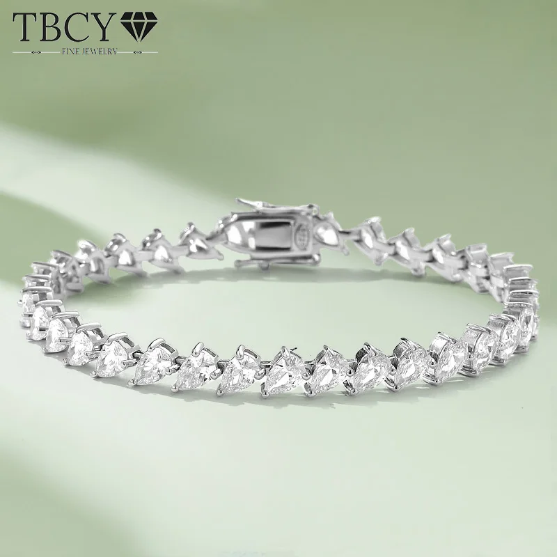 

TBCYD 4x6mm D Color Pear Cut Moissanite Tennis Bracelets For Women S925 Silver Teardrop Diamond Hand Chain Link Fine Jewelry