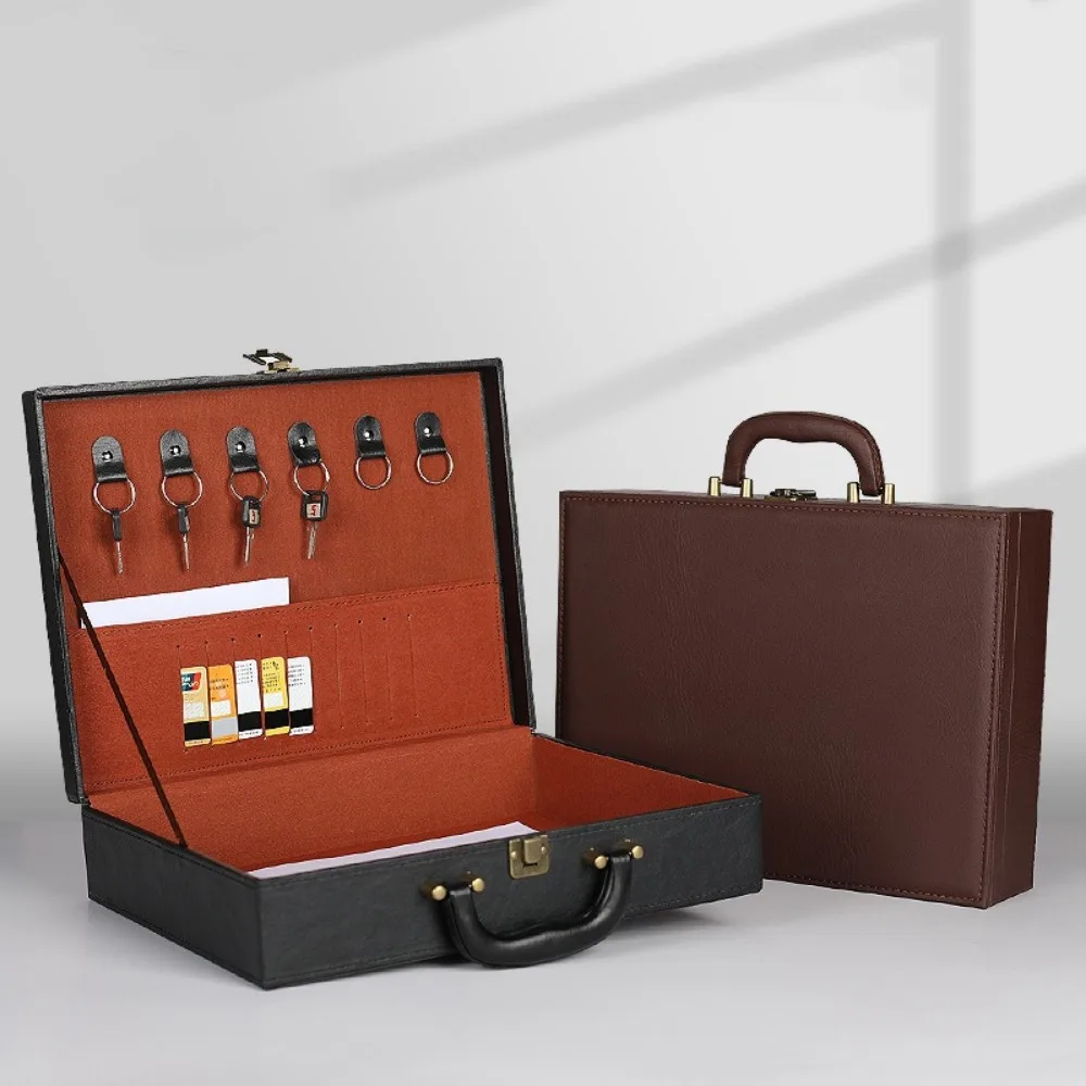 

Leisure PU Leather Room Delivery Box Business Handheld Document Storage Box Multifunctional Key Toolbox Women Men