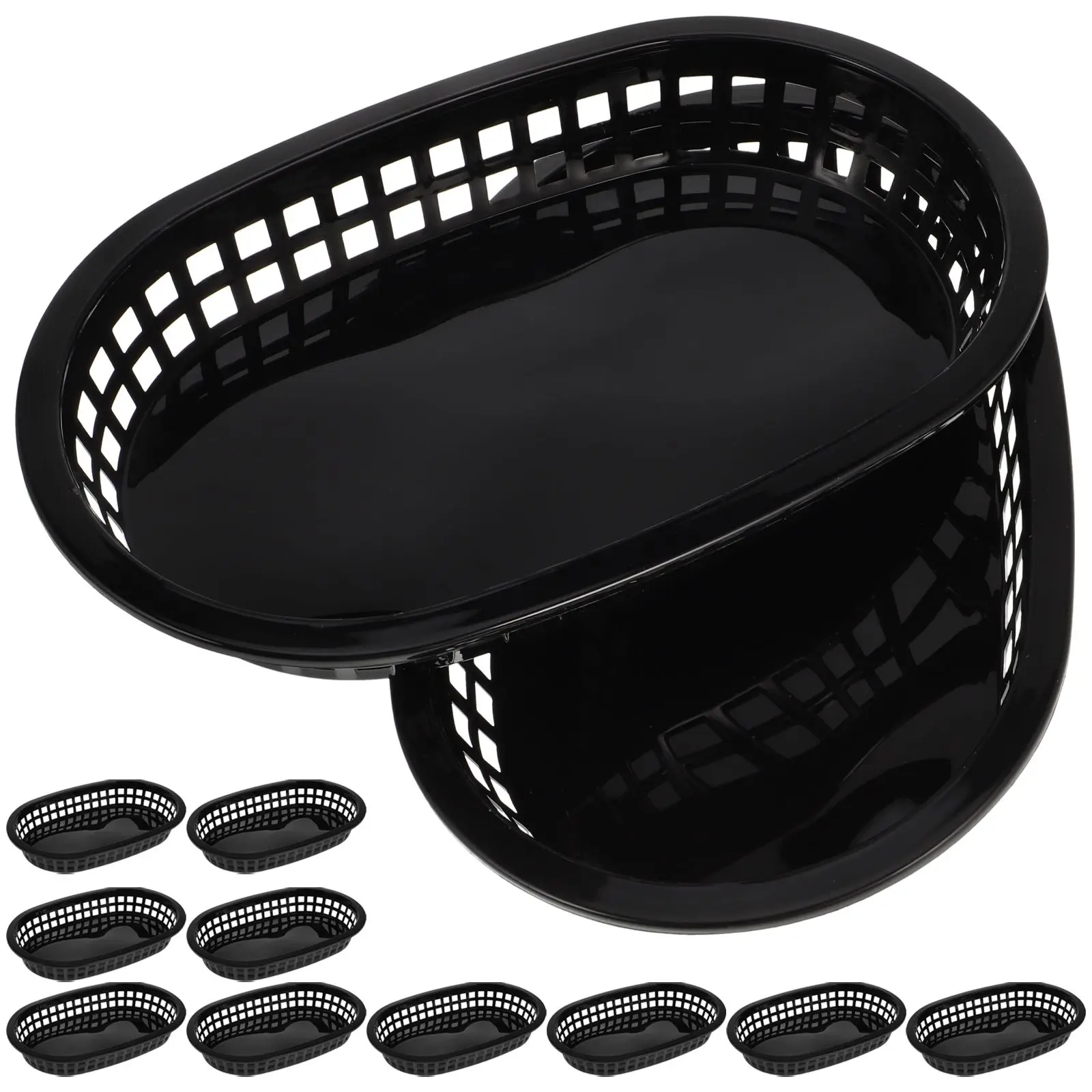 

12 Pcs French Fries Hamburger Basket Food Containers Plastic Fruit Trays Baskets
