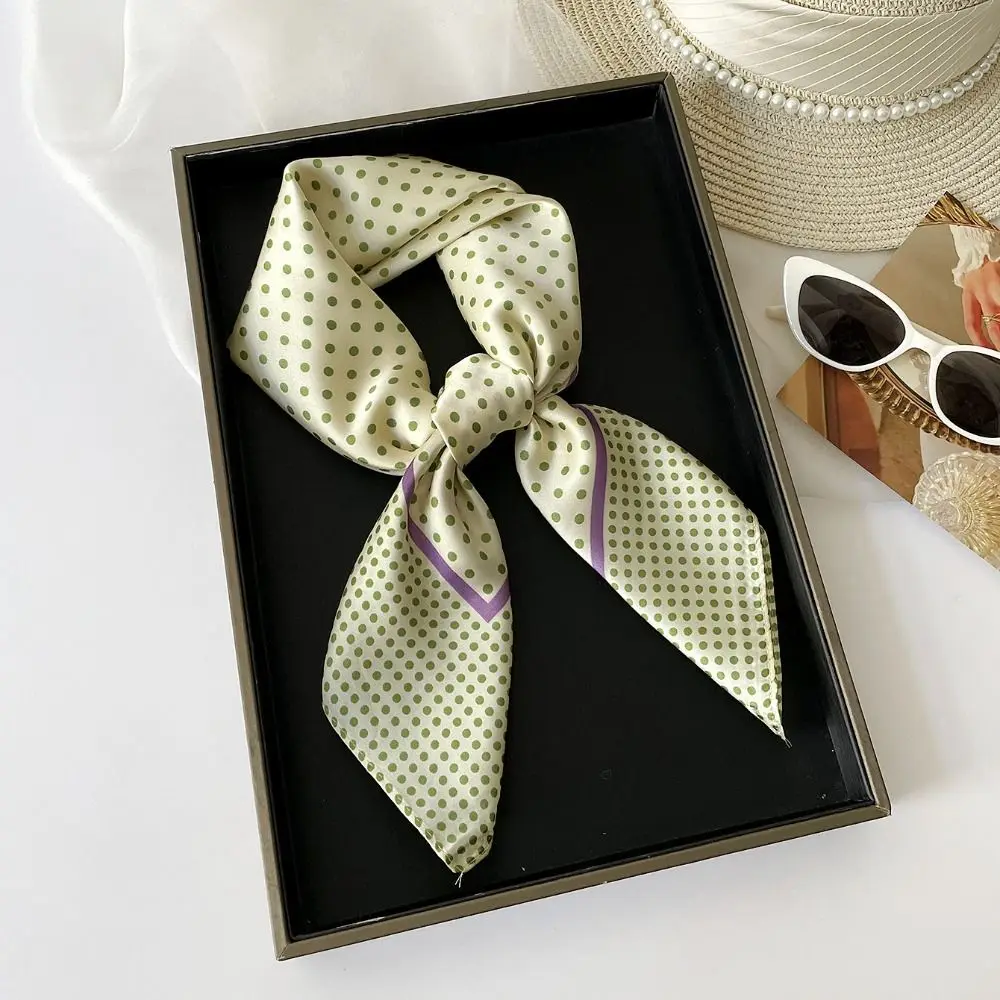 Simple Printed Dot Print Scarf Y2K Colorful Small Square Scarf Korean Spicy Girls Polka Dot Silk Scarf Beach