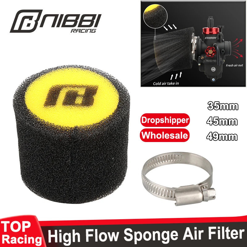 

NIBBI Foam Air Filter Sponge Cleaner 35mm 45mm 49mm Air Filter Car Racing Moped Scooter Dirt Pit Bike Motorcycle Accessories