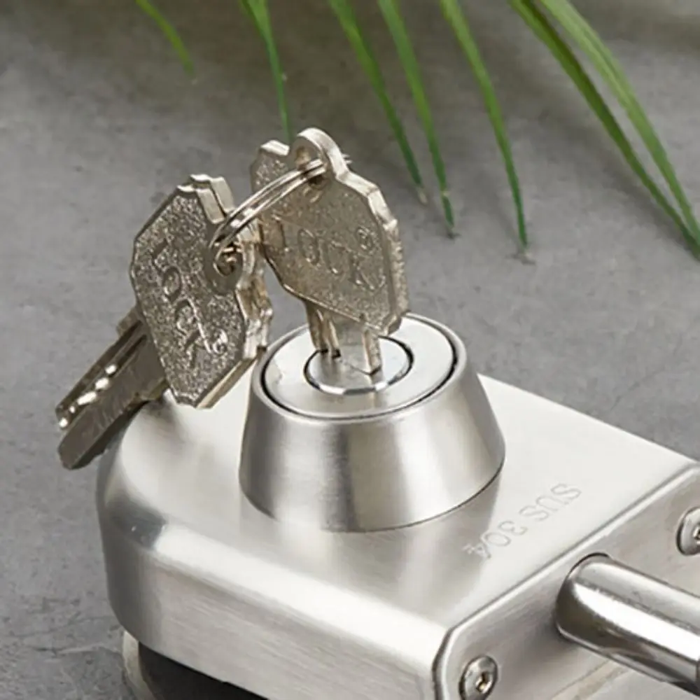 

10-12mm Frameless Glass Door Lock No Need Drilling Safe Glass Display Cabinet Lock Stainless Steel with Keys Door Lock Buckle