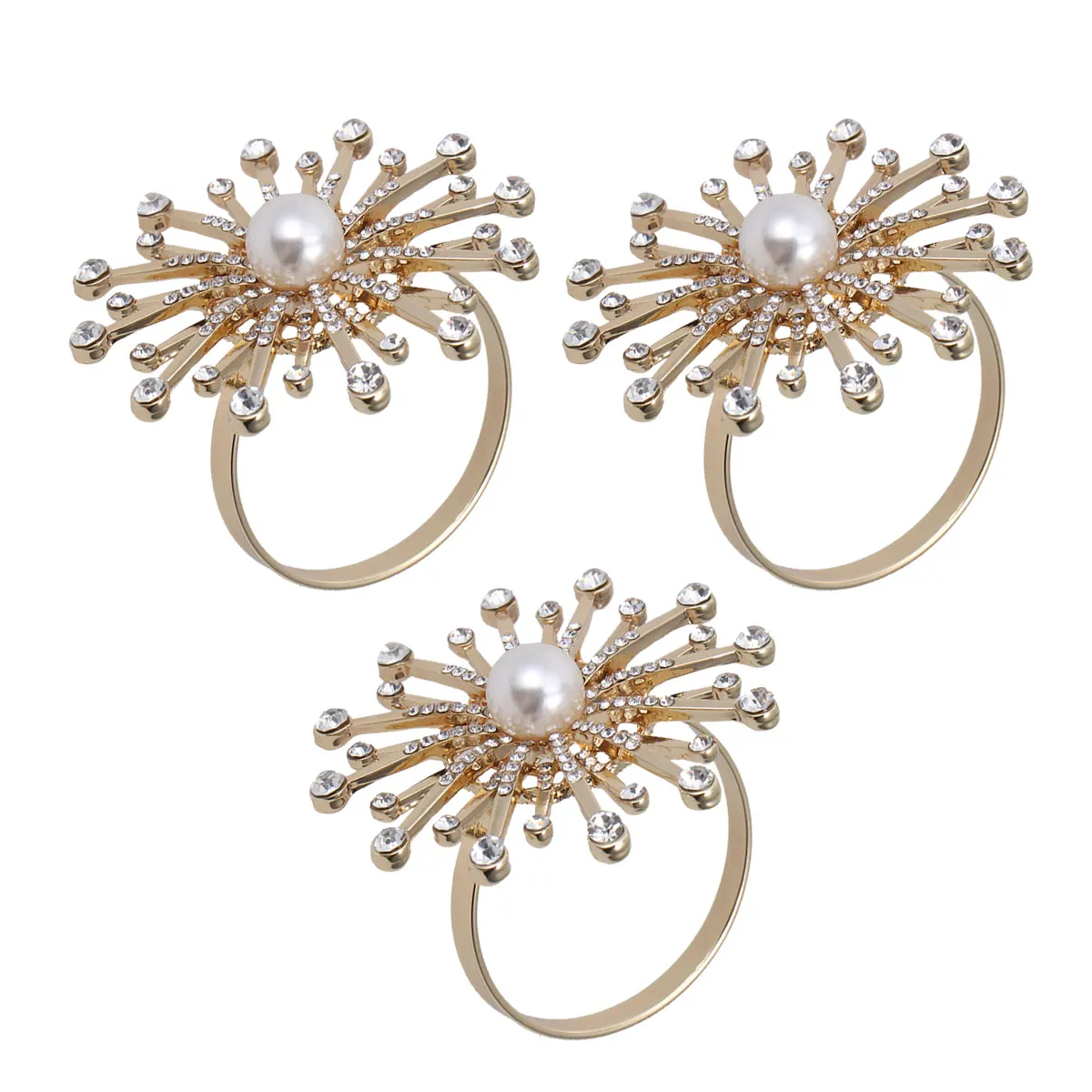 

3 Pcs Diamond Napkin Buckle Rhinestone Holders Serviette Ring Restaurant Decor Alloy Rings Golden Wedding Decorations