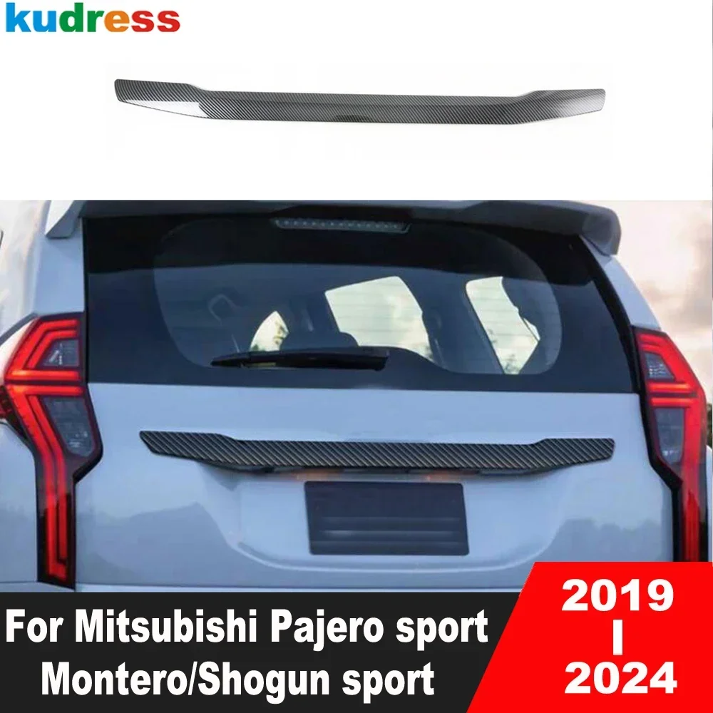 Rear Trunk Lid Cover Trim For Mitsubishi Pajero/Montero/Shogun sport 2019-2022 2023 2024 Carbon Car Tailgate Strip Accessories