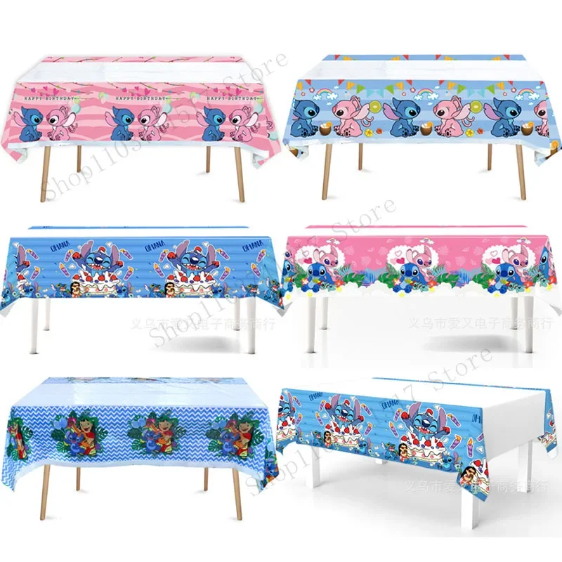 Stitch Angel Tablecloth Happy Birthday Party Decorations Baby Shower Supplies Disposable Tableware Disney TableCover Kids Gifts