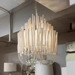 Modern Home Decoration Ceiling Chandelier Wood Candles Led Lights Nordic Designer Living Room Dining Table Bedroom Lustre Salon