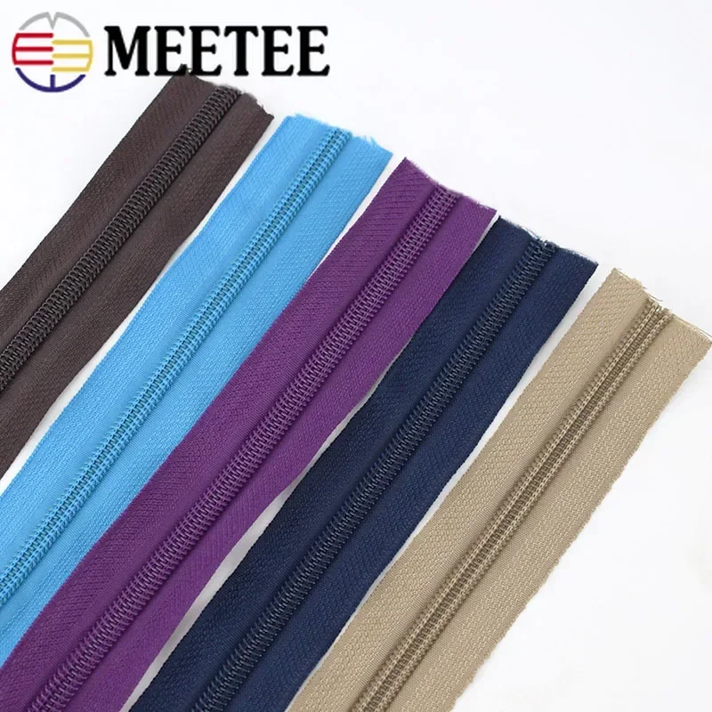 Meetee 5# 5/10Meters Nylon Zipper +Pull Sliders for Home Textile Clothing Luggage Bags Quilt Cover Zip Sewing Accessories AP672