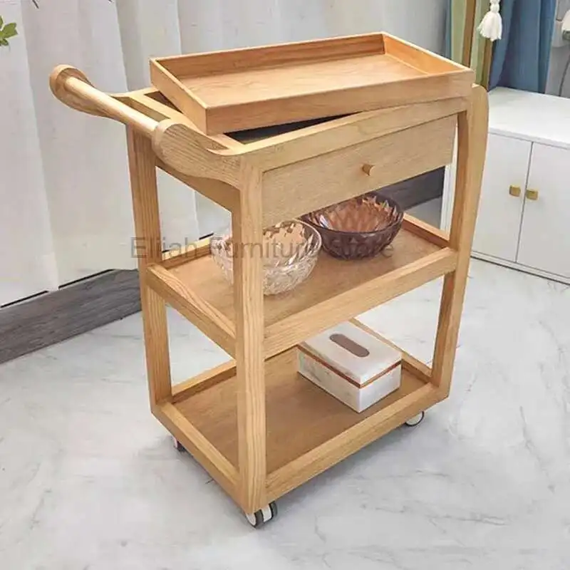 

Beauty Salon Specific Small Cart Solid Wood Handcart With Drawers Mobile Hand Push Storage Rack Tool Cart Salon Furniture