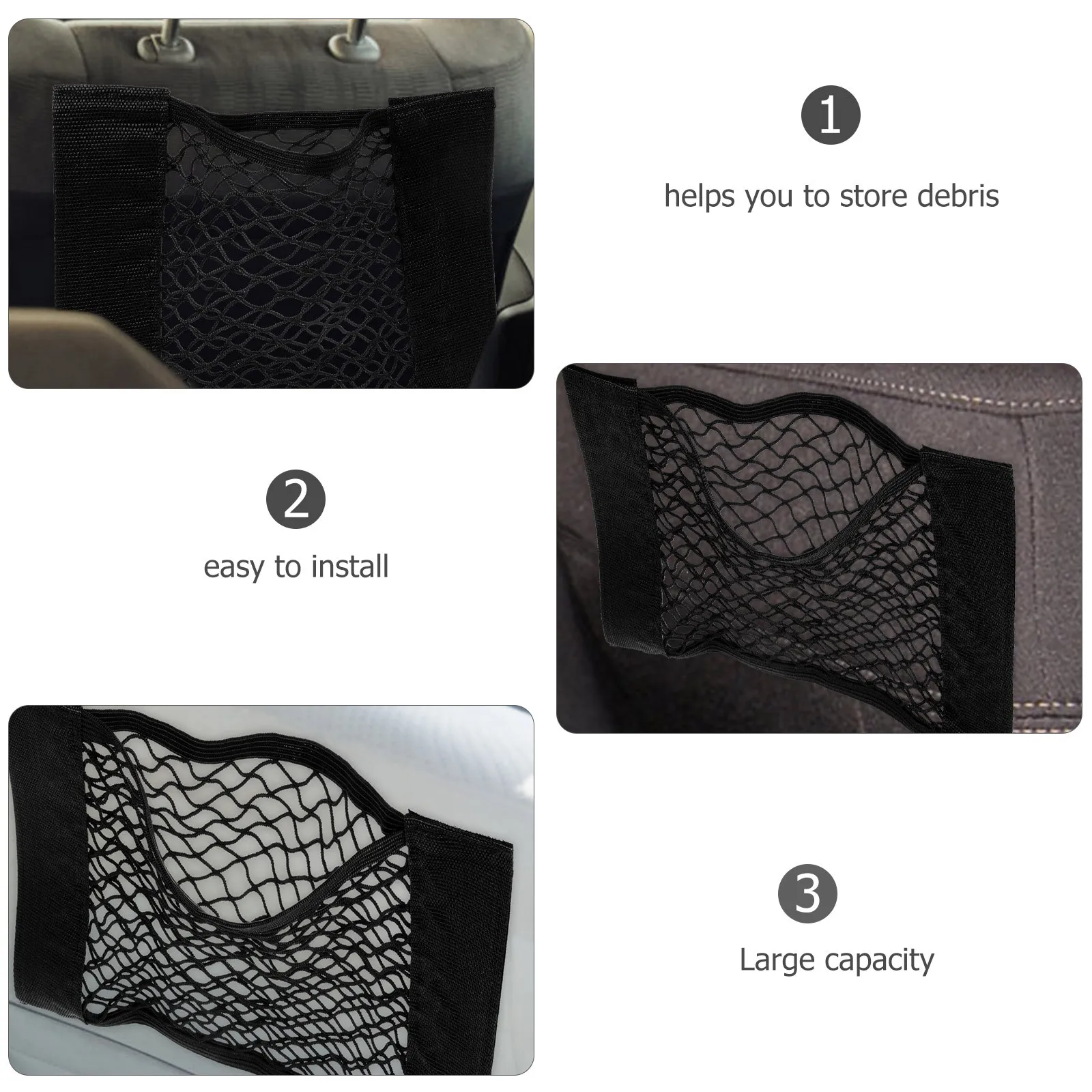 

2Pcs Car Front Seat Storage Nets Elastic Organizer Pocket Multi-Functional Auto Net for Trunk Rv Boat Truck Camper