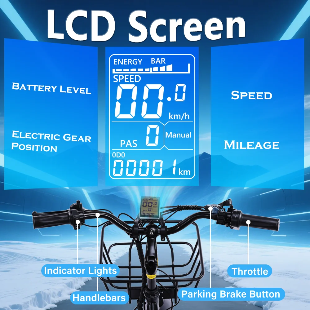 دراجة ثلاثية العجلات كهربائية للبالغين، دراجة كهربائية بقدرة 500 وات، دراجة كهربائية، مقاس 20 بوصة × 4.0 بوصة، دراجة كهربائية بإطارات عريضة، دراجة كهربائية ذات 3 عجلات