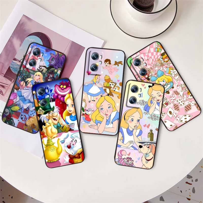 Alice In Wonderland Disney Art For OPPO Find X6 X5 X3 A54S A5 A94 A16 A53S A57 A74 A72 A98 A78 A96 A9 5G Black Cover Phone Case