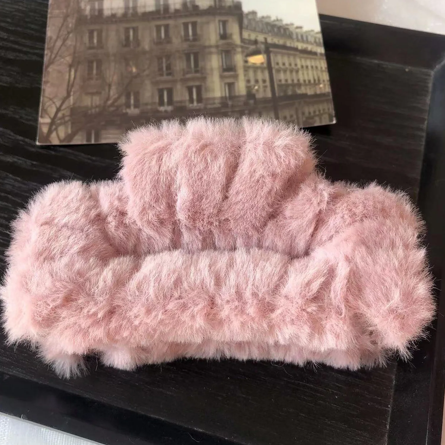 Inverno de pelúcia quadrado garra de cabelo para mulheres coreano elegante acrílico grampos de cabelo de pele do falso rosa barrette caranguejo acessórios para o cabelo