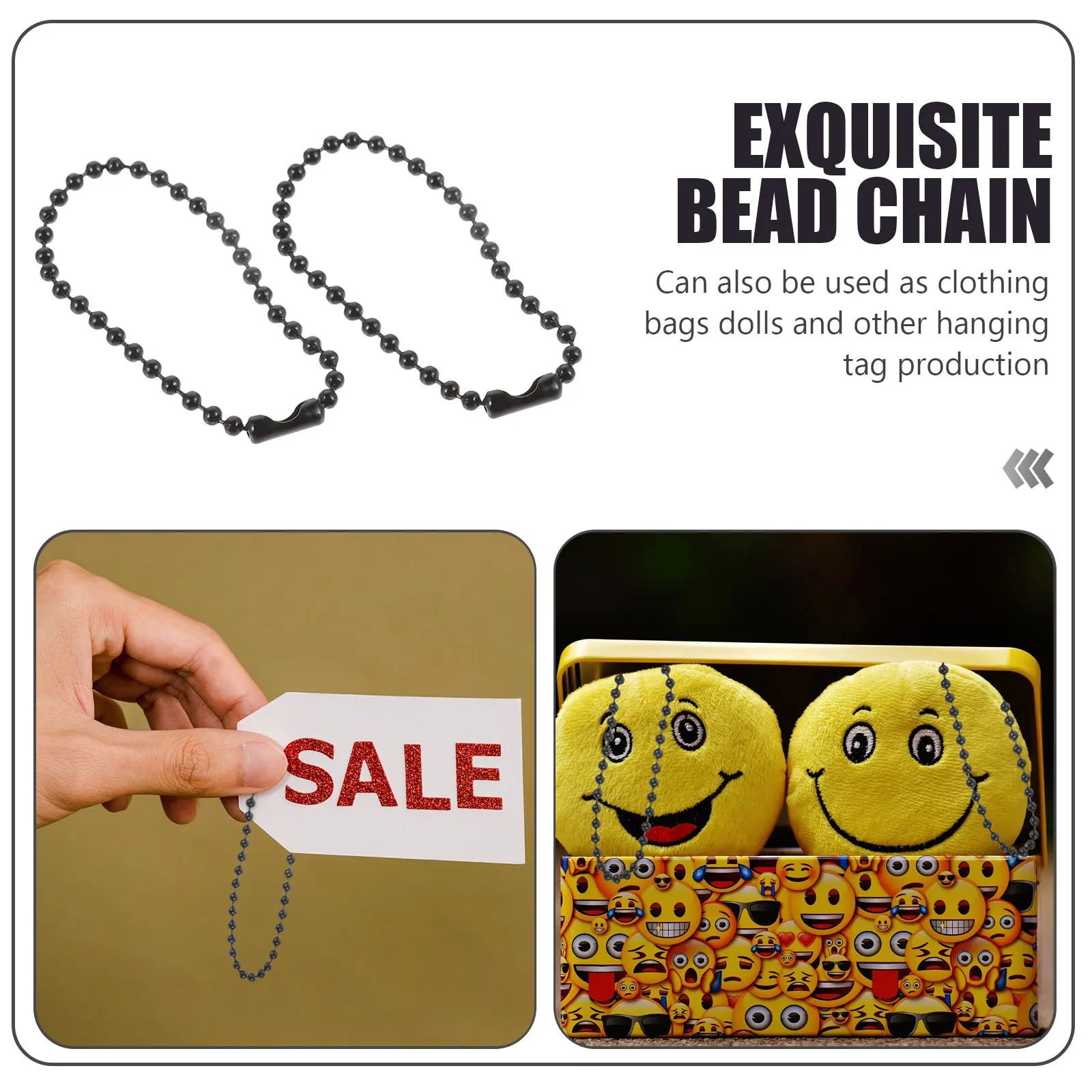 

100 Pcs Bead Chain Pendant Key Chains Plated Decorative Iron Delicate DIY Durable Tag Baby