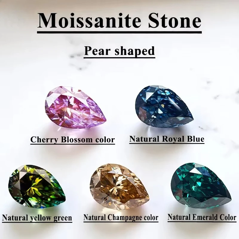 Moissanit-Stein Birnenförmiger Schliff VVS1 Graue Farbe Charms-Perlen mit Zertifikat für Hochwertige Schmuckherstellungsmaterialien – Detail 5