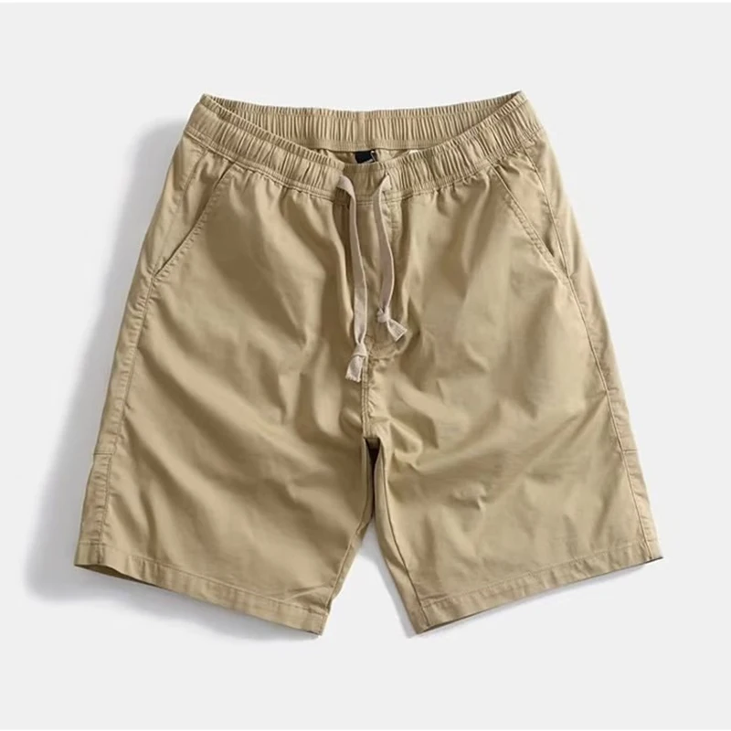 Solid Color Waist Draw String Men's Chino Shorts Summer Straight Simple Style Shorts for Men