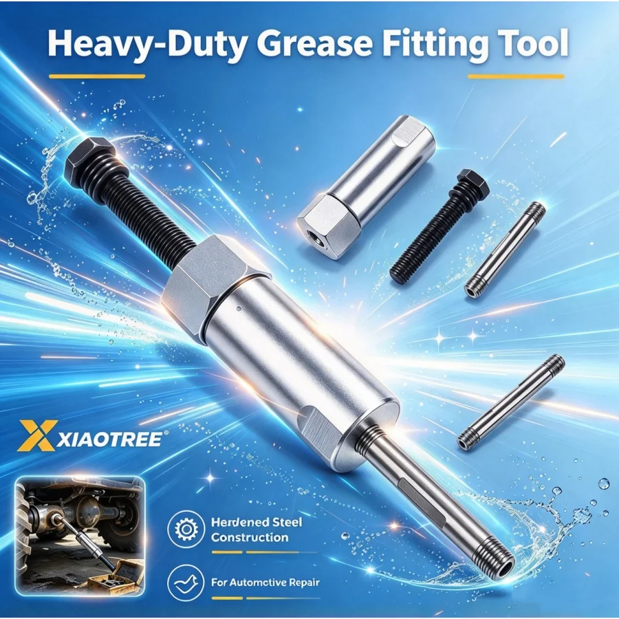 Grease Fitting Unblocker Tool Kit with 6/8/10mm Push Rods, Alloy Steel Grease Zerk Cleaner for Auto and Farm Equipment