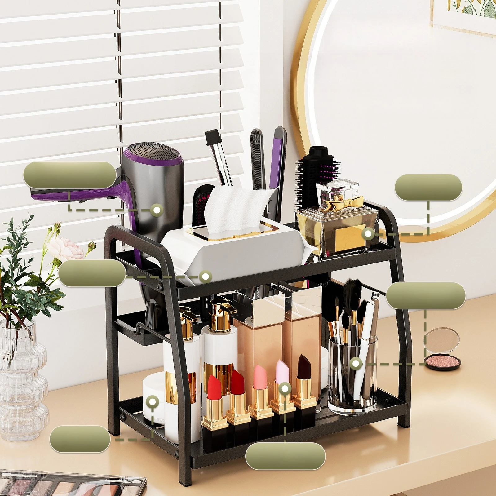 New Cosmetic Organizer Bathroom Vanity Shelf Desktop Storage for Makeup Table