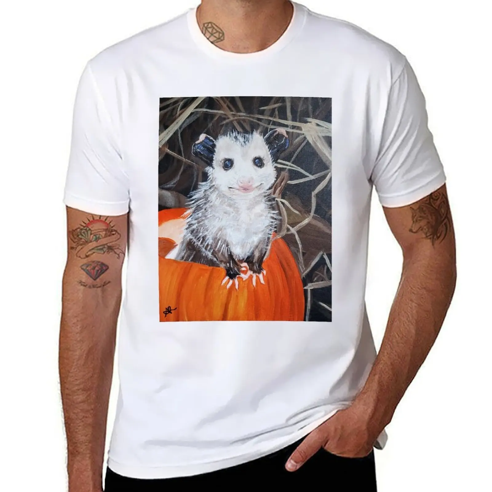 

Pumpkin Pie, Opossum Painting T-Shirt t shirt for man anime tshirt T-Shirt