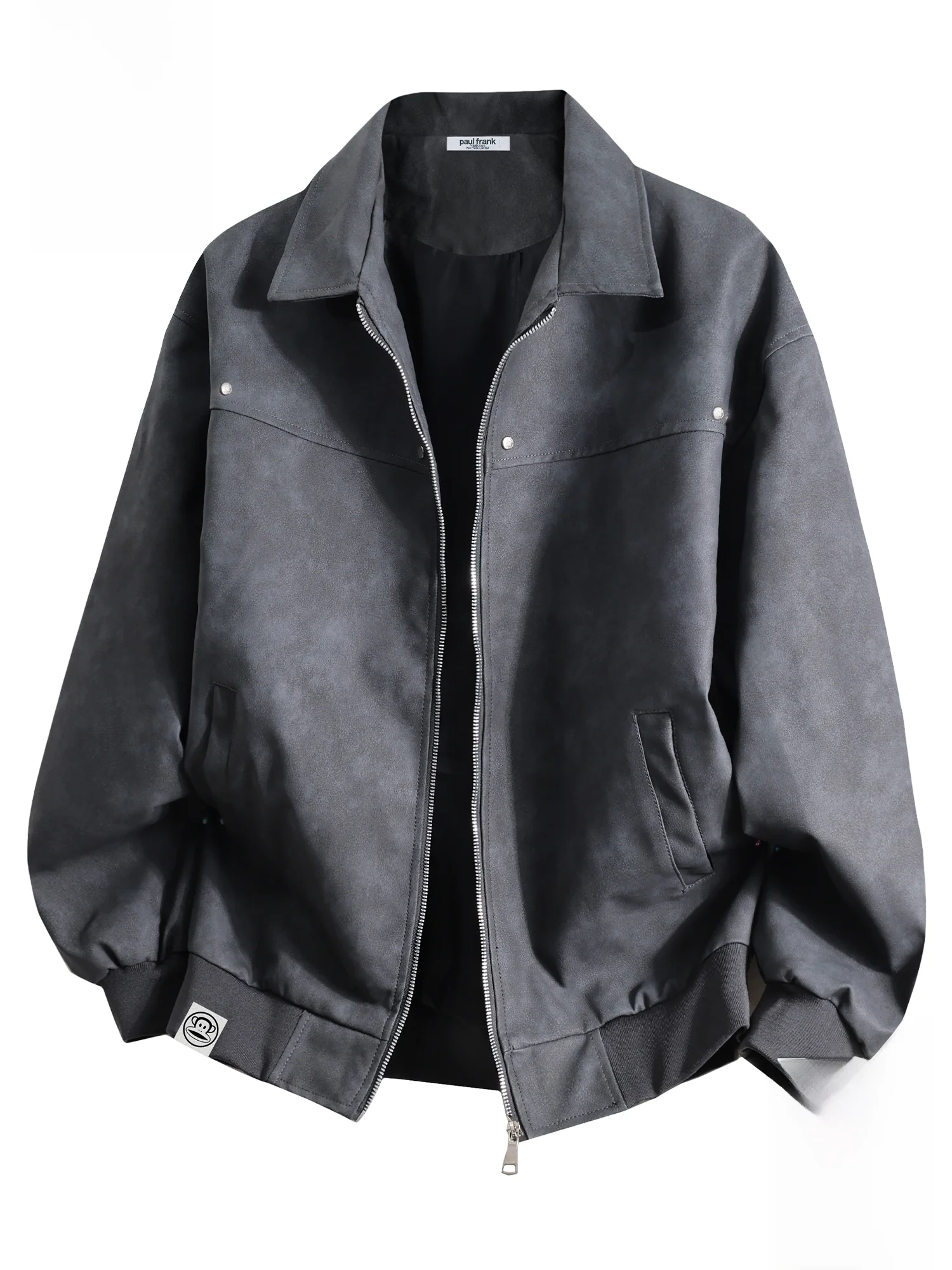 

PaulFrank Heavyweight Retro Loose Men's Jaet Spring New Casual Turn-down Collar Leather Coat Outerwear Youth Faion Polyes...