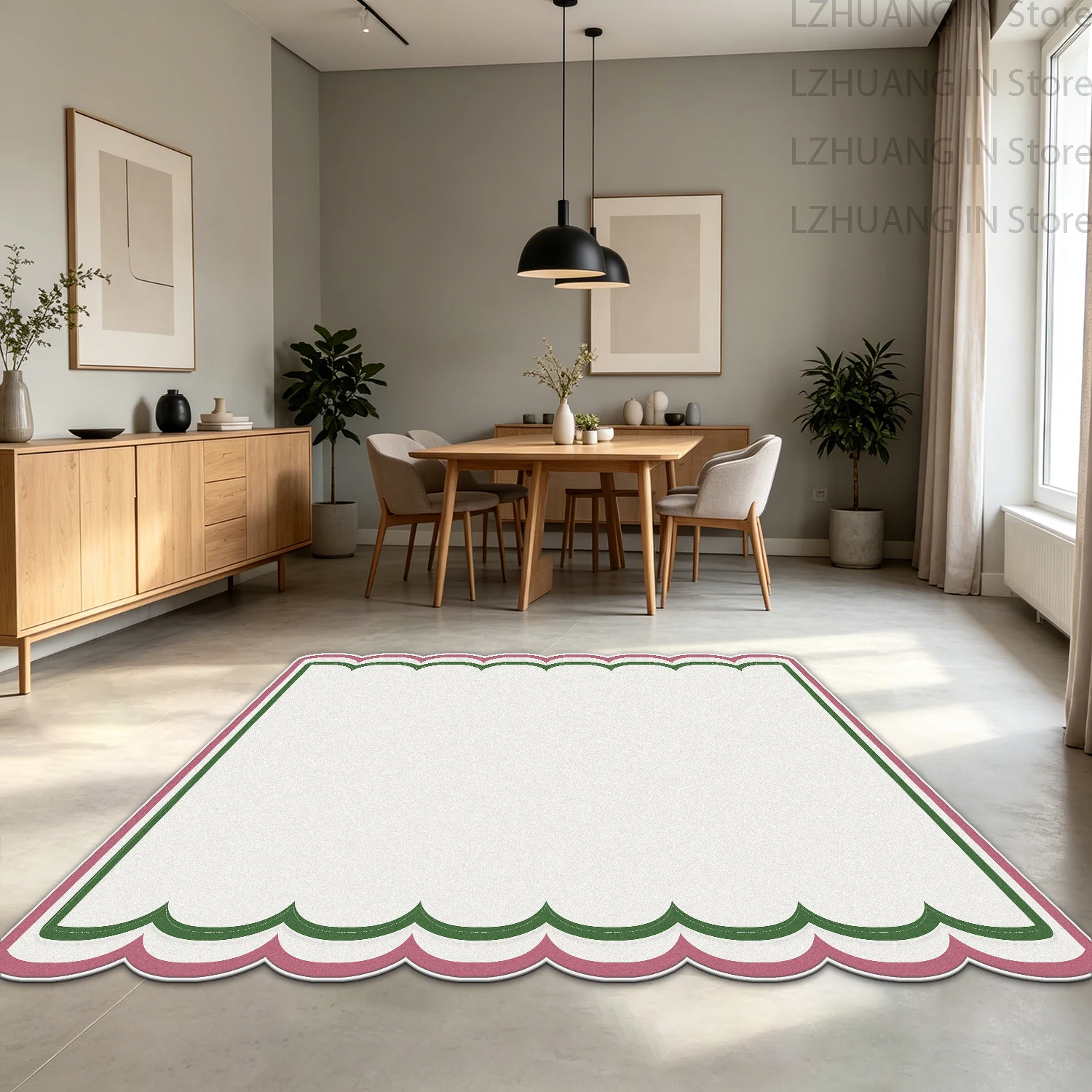 Irregular Shape Fresh Style Minimalism Large Area Dining Room Carpet Non-slip Soft Living Room Rug Foldable Washable Floor Mats