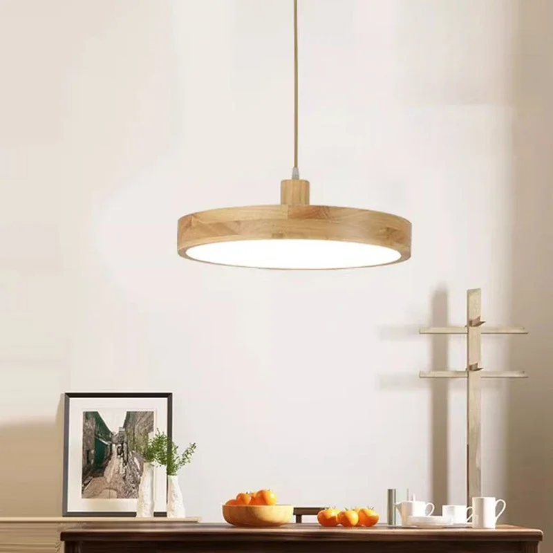 

Nordic Ultra-thin LED Wooden pendant lamp for Living Room Bedroom chandeliers Wood Fixture Lamp Modern Acrylic Lampshade