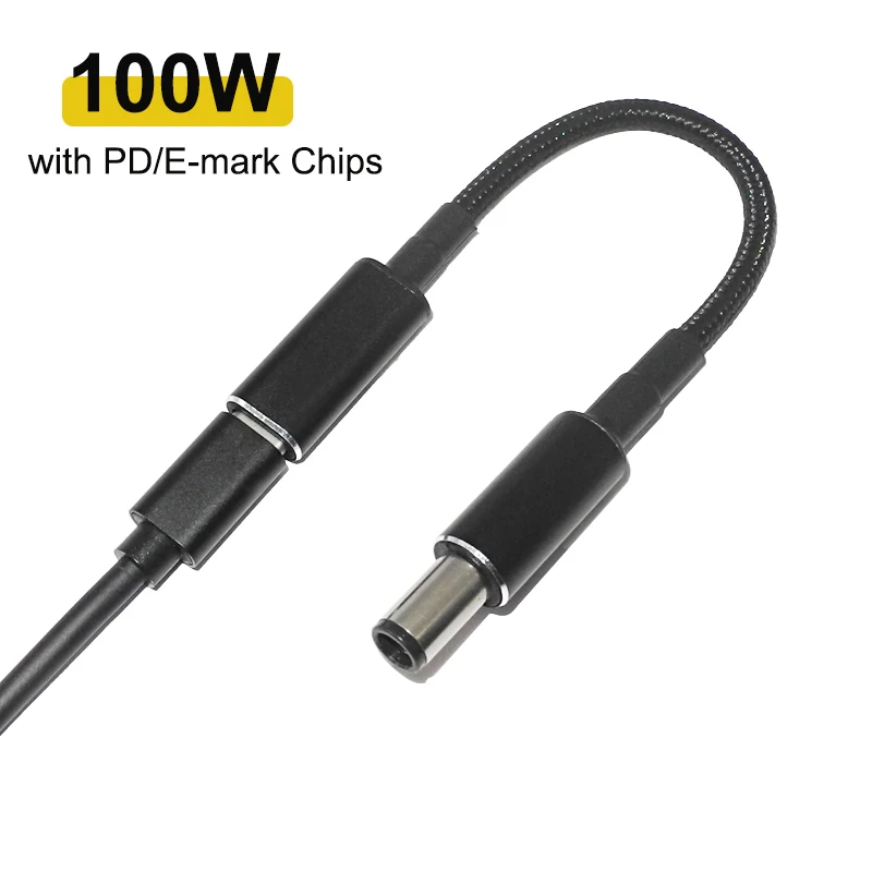 

100W Usb Type C to 7.4x5.0mm Laptop Adapter Fast Charging Cable for Hp Pavilion Probook 4440s 4535s 4530S 4540S Cord