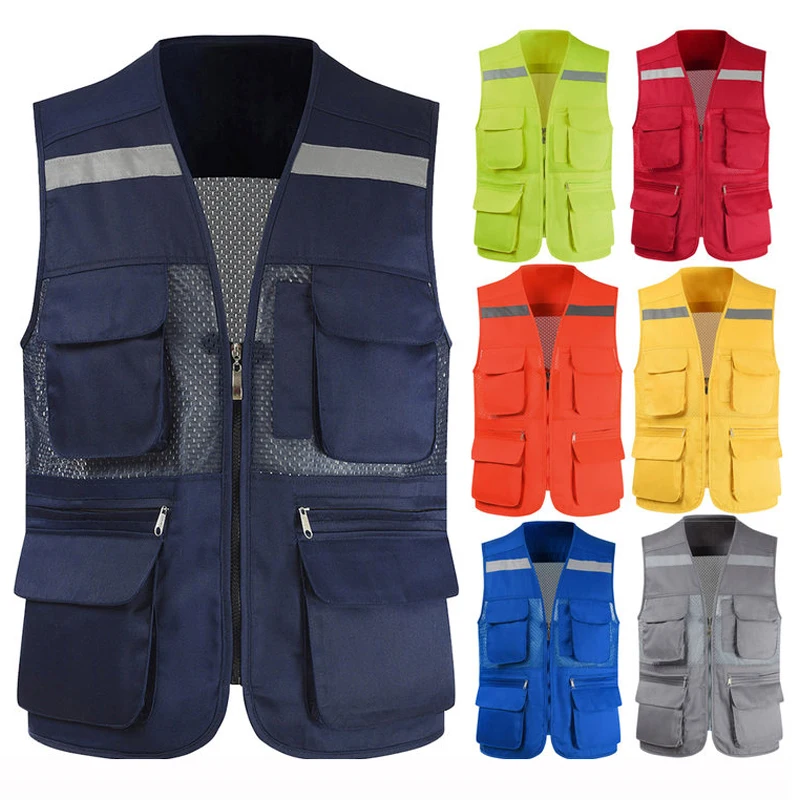 

Hi Vis Reflective Photographer Vest Fishing Vests for Men with Multi Pockets Fishing Vest Mesh Sleeveless Jacket Vest