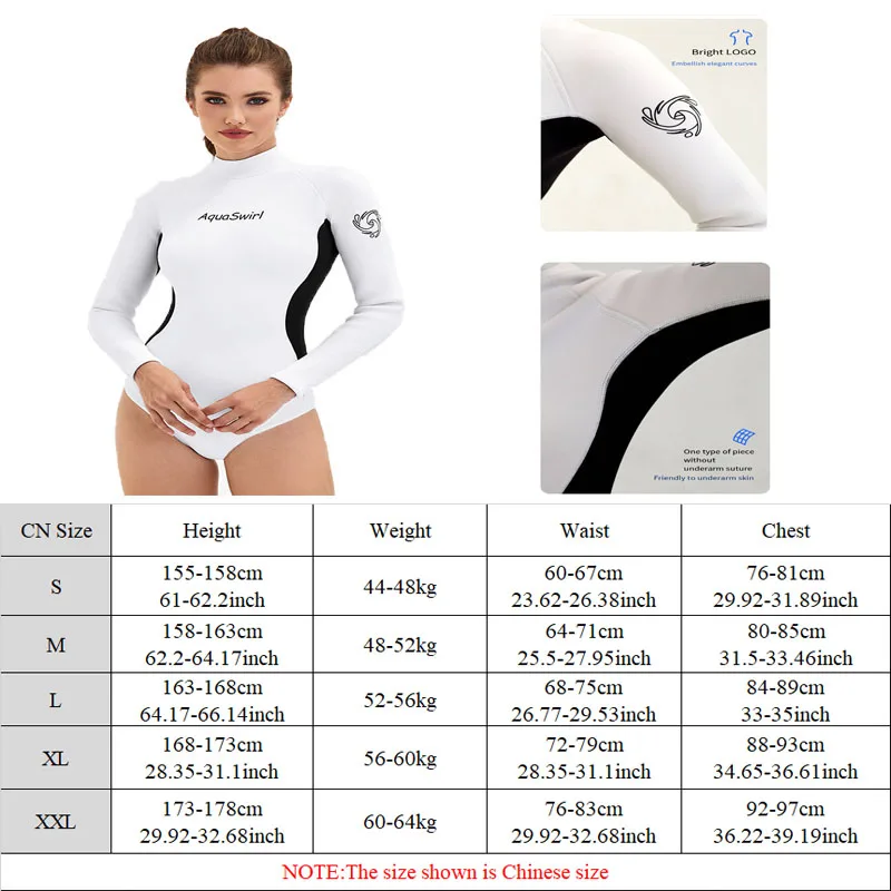 النساء 2.5 مللي متر النيوبرين الغوص بذلة طويلة الأكمام تصفح الملابس مكافحة البرد CR ثوب سباحة مثير الغوص الحرة بدلة غطس
