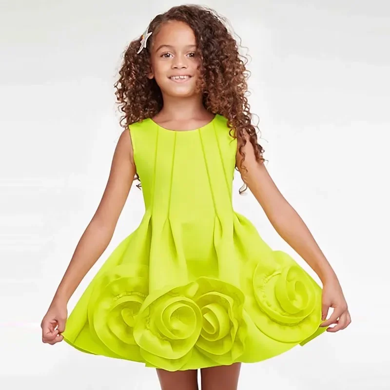 

Girl Performance Show vestidos Birthday Party Dress Children Summer Sleeveless Flower Princess Dress Kids Clothes Dress