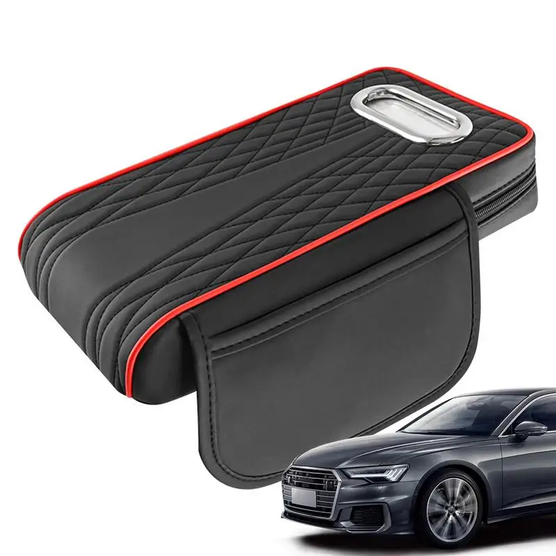 자동차 팔걸이 보관 상자 자동 콘솔 측면 추가 보관 상자 다목적 PU 가죽 자동차 보관 주최자 측면이있는 앞 좌석