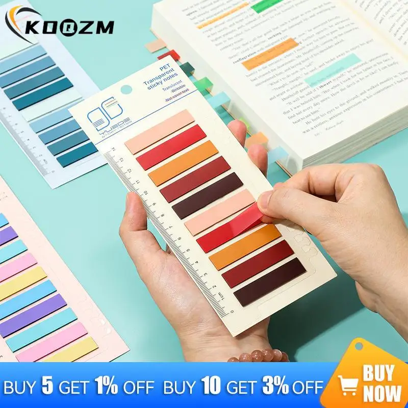 200/300Sheets Index Tab With Ruler Waterproof File Tabs Flag Colorful Sticky Notes For Reading Notes Book School Office Supplies