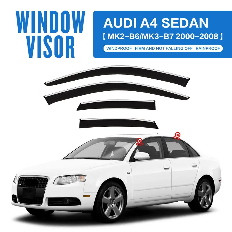 Viseras Deflectoras De Viento Con Clips Para Audi A1 HB 2011-2018 – 4 Piezas Para 4 Puertas