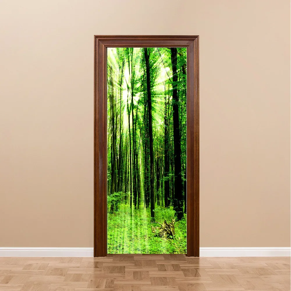 3d landscape door sticker wallpaper Pvc waterproof art mural living room bedroom decoration poster