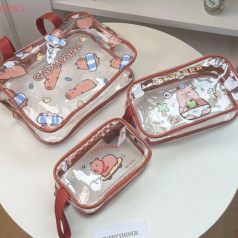 حقيبة مستحضرات التجميل الشفافة، حقائب مكياج بسيطة، سعة كبيرة، حقيبة بسحاب، حقائب تخزين للسفر، حقائب أدوات الزينة، حقيبة مكياج لطيفة