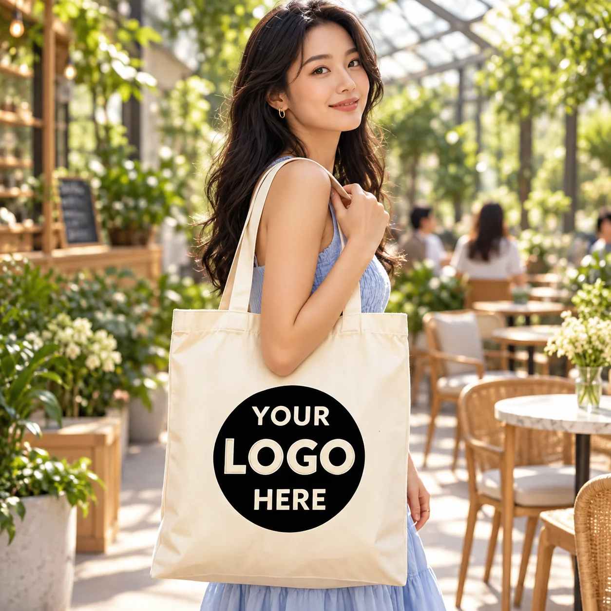 Personalized Custom Printed Canvas Tote Bag Custom Pattern Logo Reusable Shopping Handbag for Business Promotional Gift