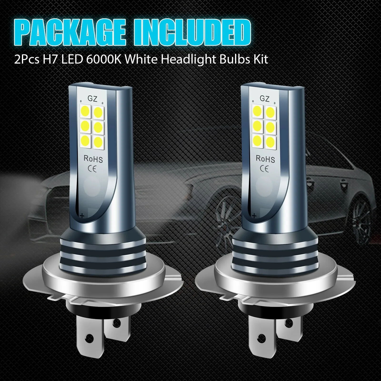 2Pcs Super Bright CSP LED Headlight DRL Lamp Kit High Low Beam H7 9005 h11 H8 9006 5202 h4 3030 12smd 6000k 110W Car light